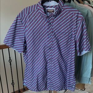 Johnston & Murphy Men's Red and Blue Crab Geometric Shirt